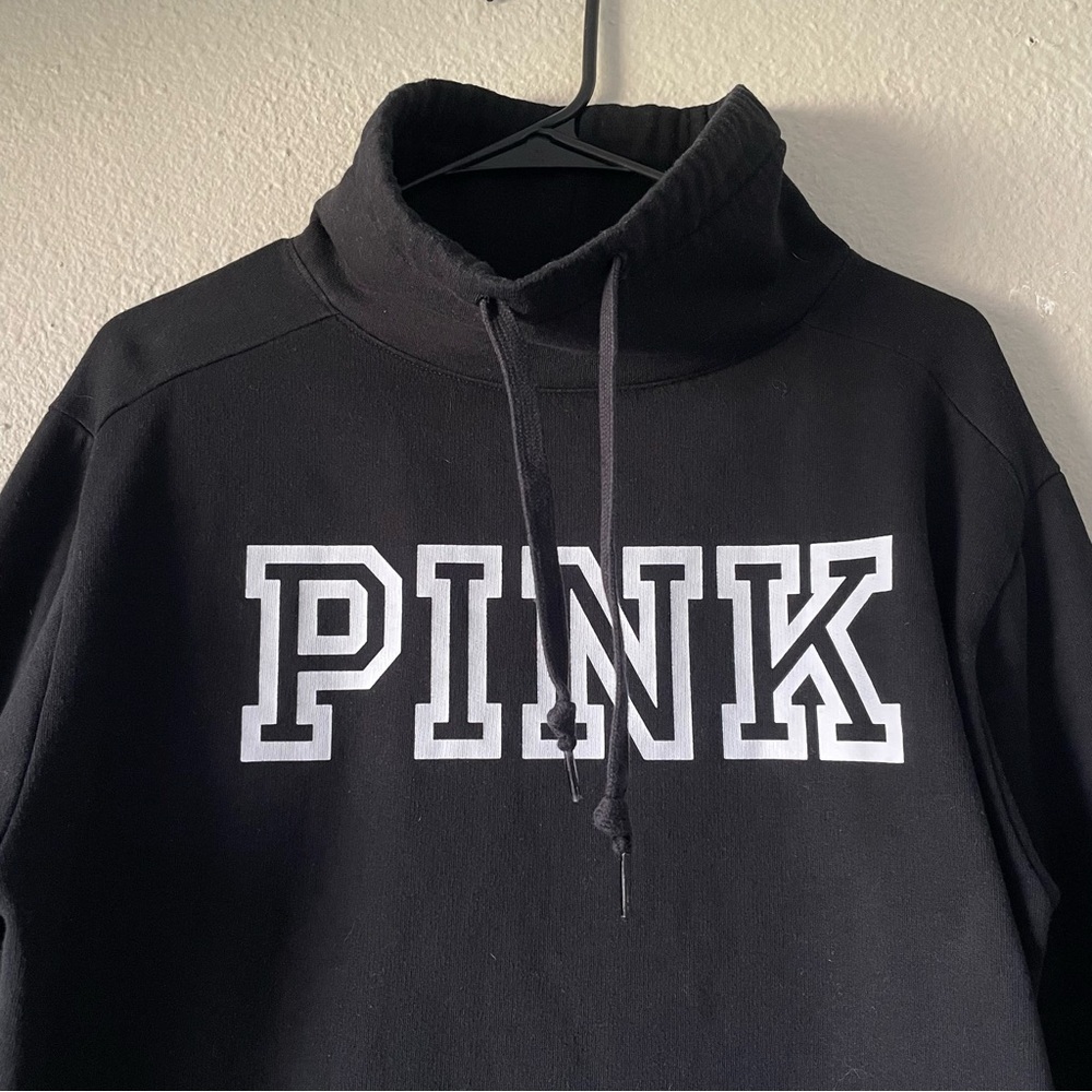 PINK Victoria’s Secret Everyday Cowl Neck Pullover Sweater Womens S Black Lounge - Picture 5 of 14